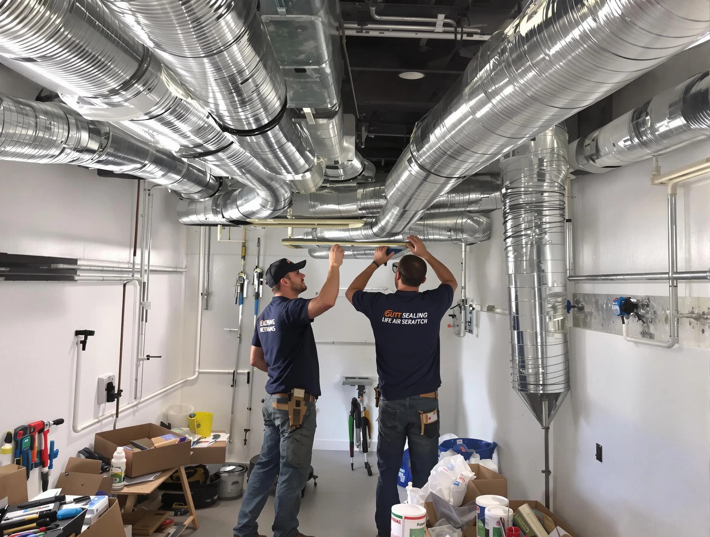 Edgewater Air Duct Cleaning technician applying professional duct sealing solutions in Edgewater