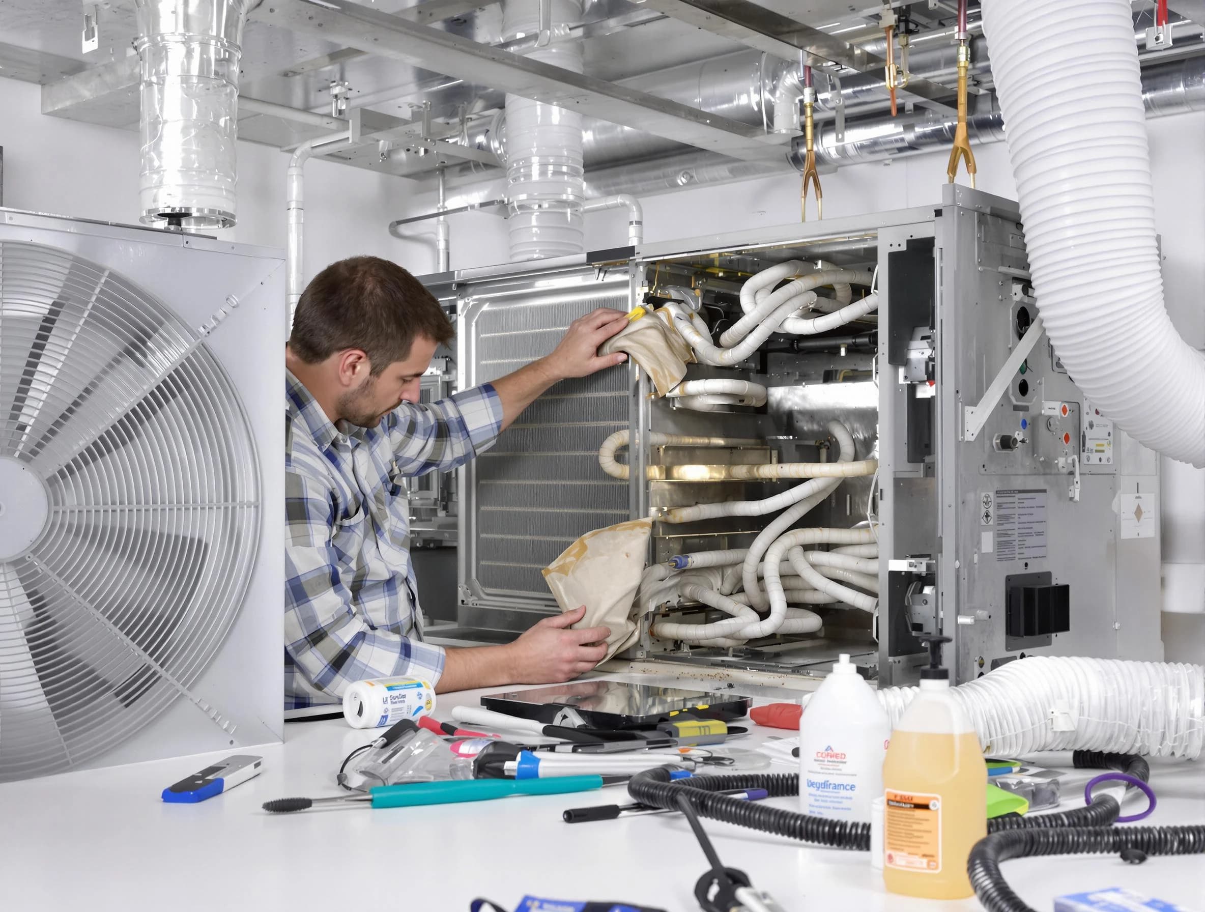 Edgewater Air Duct Cleaning specialist performing precision AC coil cleaning in Edgewater