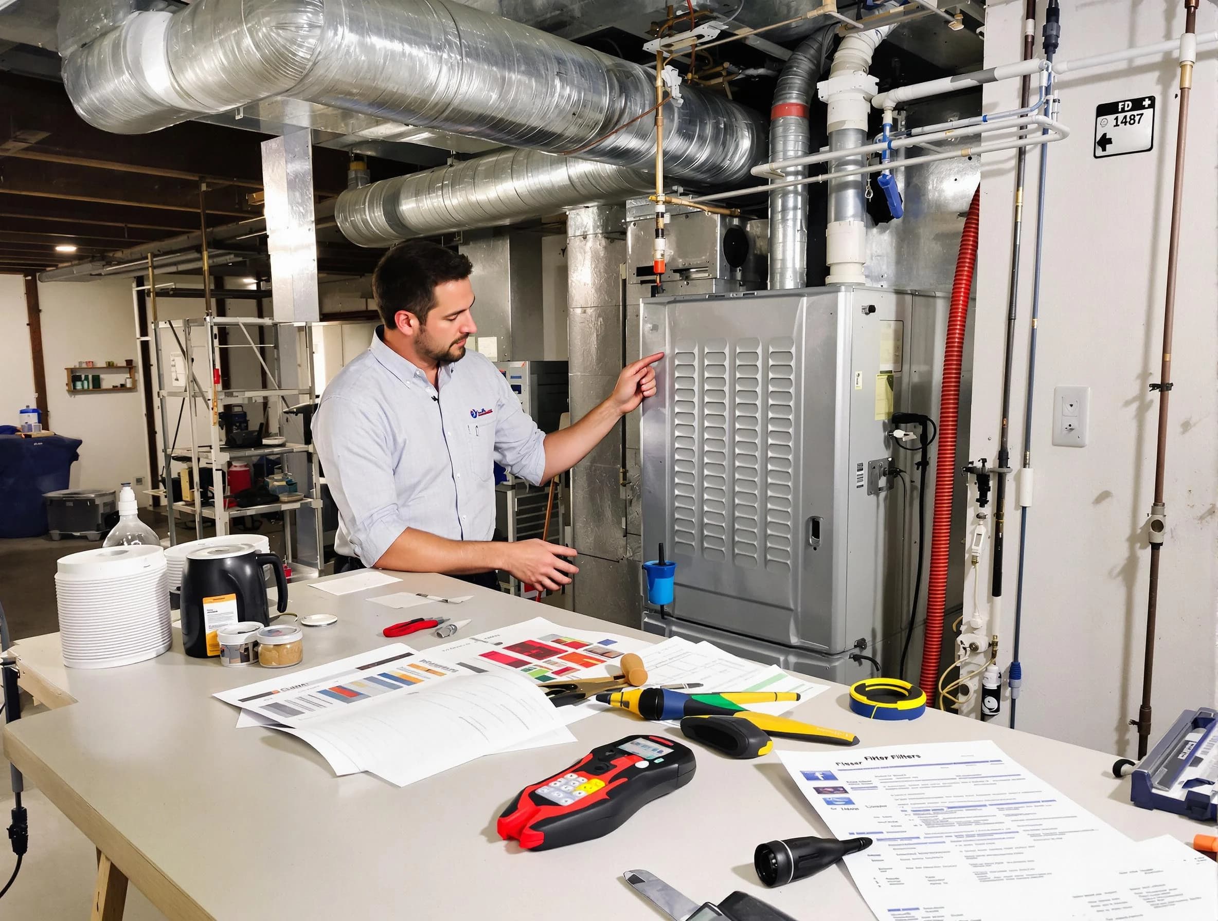 Edgewater Air Duct Cleaning inspector conducting detailed filter system evaluation using professional diagnostic tools in Edgewater