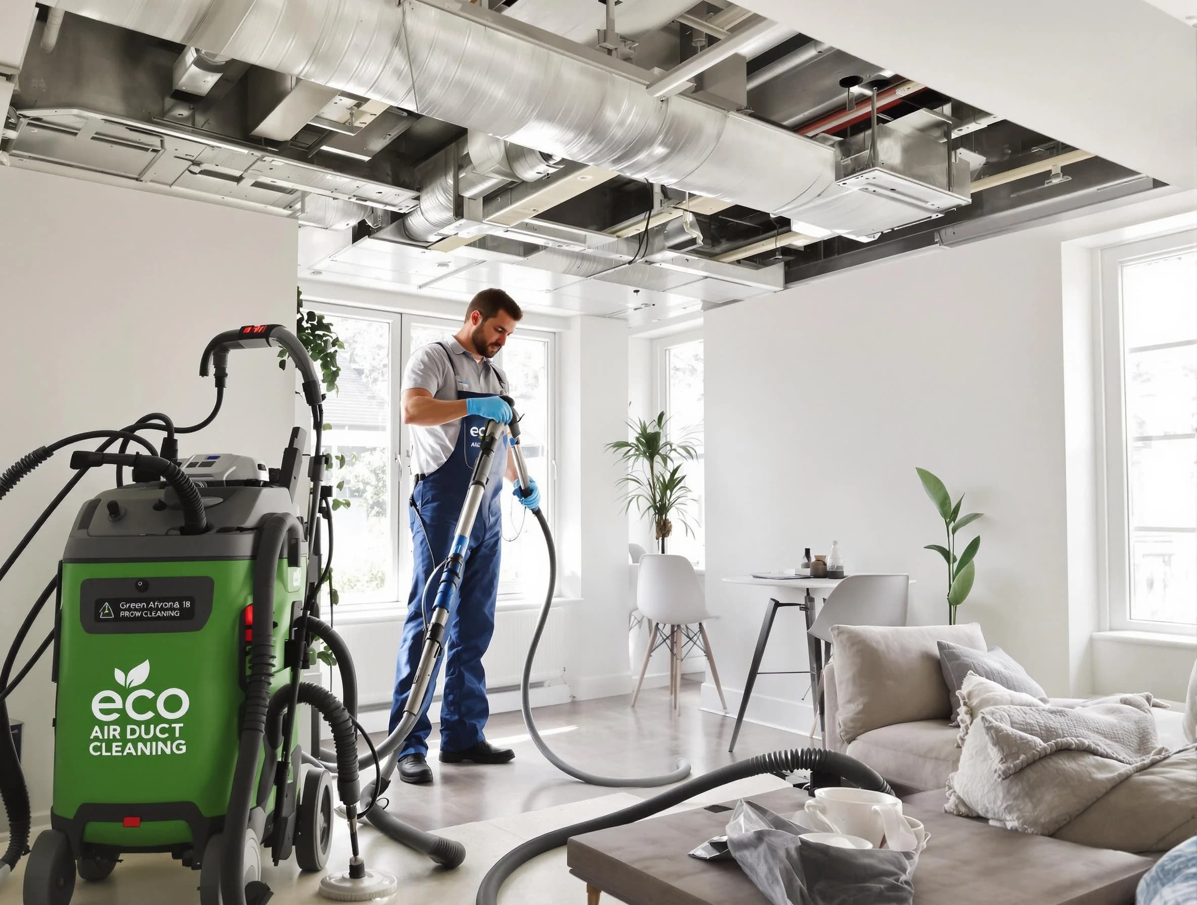 Edgewater Air Duct Cleaning technician performing eco-friendly duct cleaning using sustainable methods in Edgewater