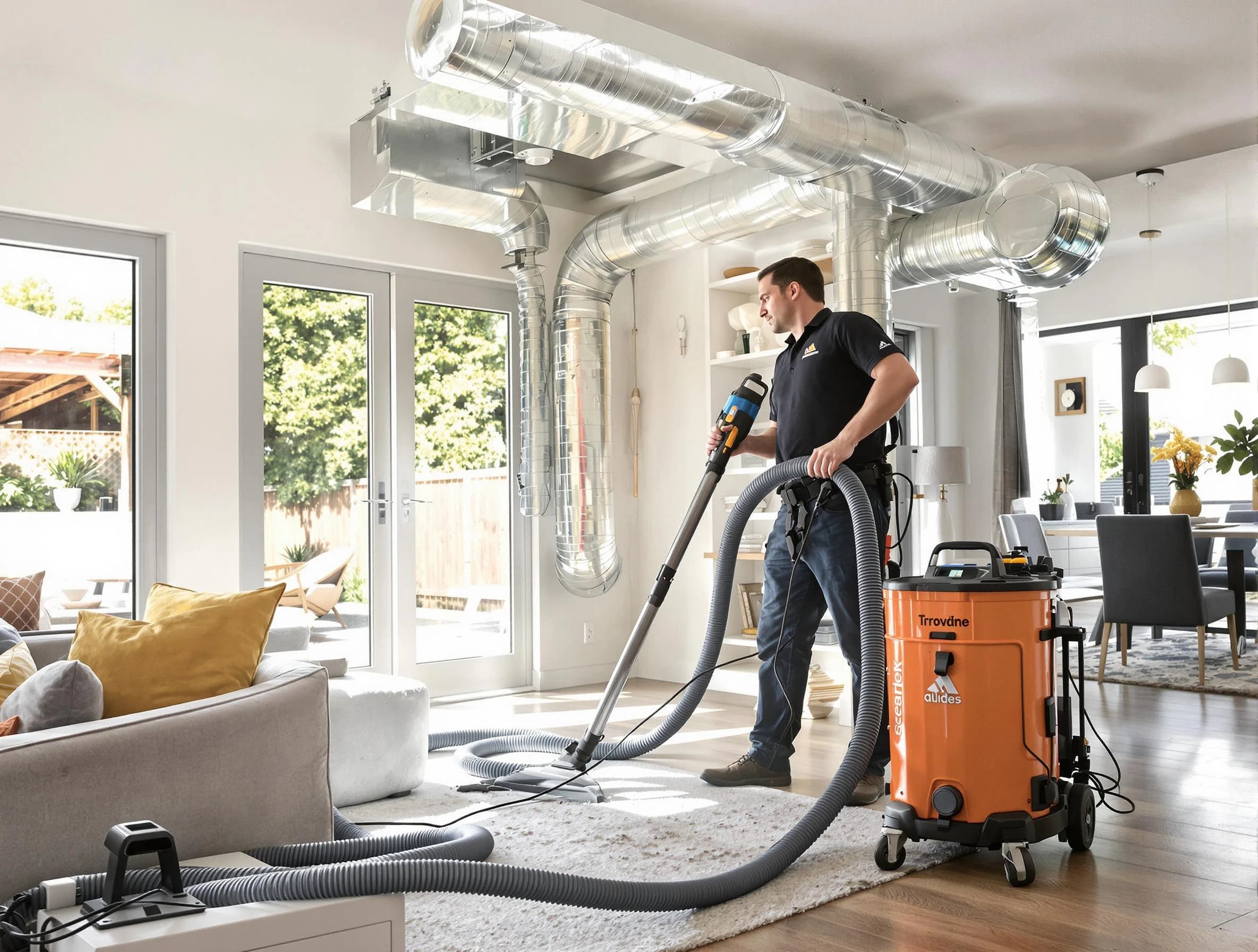 Edgewater Air Duct Cleaning specialist performing thorough residential duct cleaning using advanced equipment in Edgewater