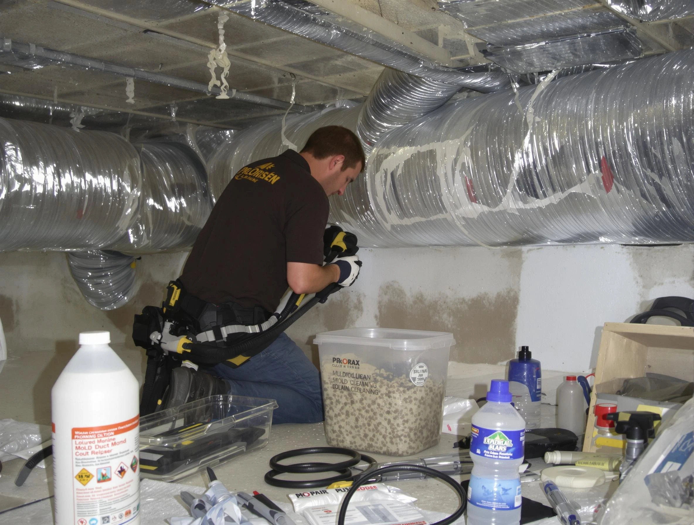 Edgewater Air Duct Cleaning specialist performing professional mold removal from air ducts in Edgewater