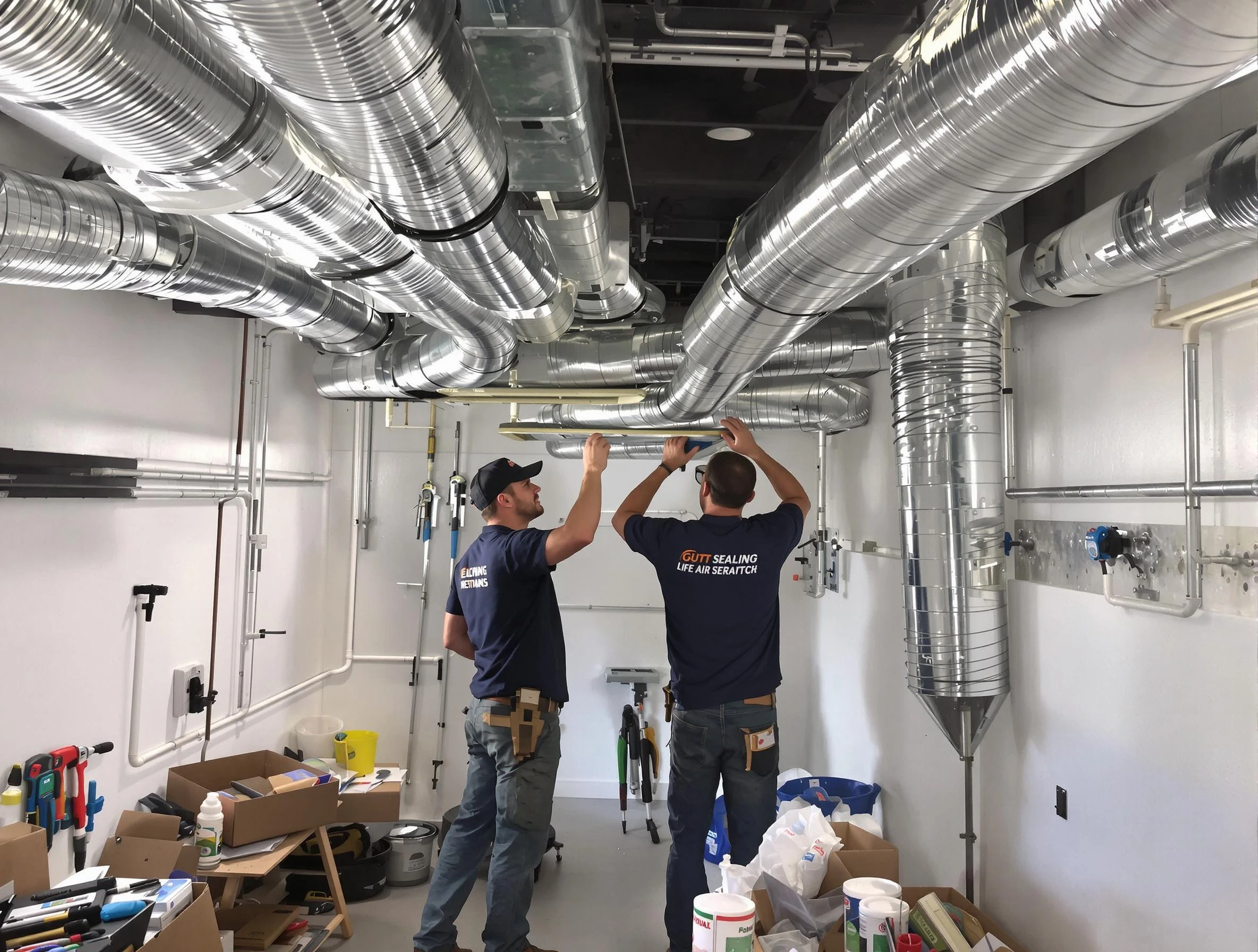 Edgewater Air Duct Cleaning technician applying professional duct sealing solutions in Edgewater